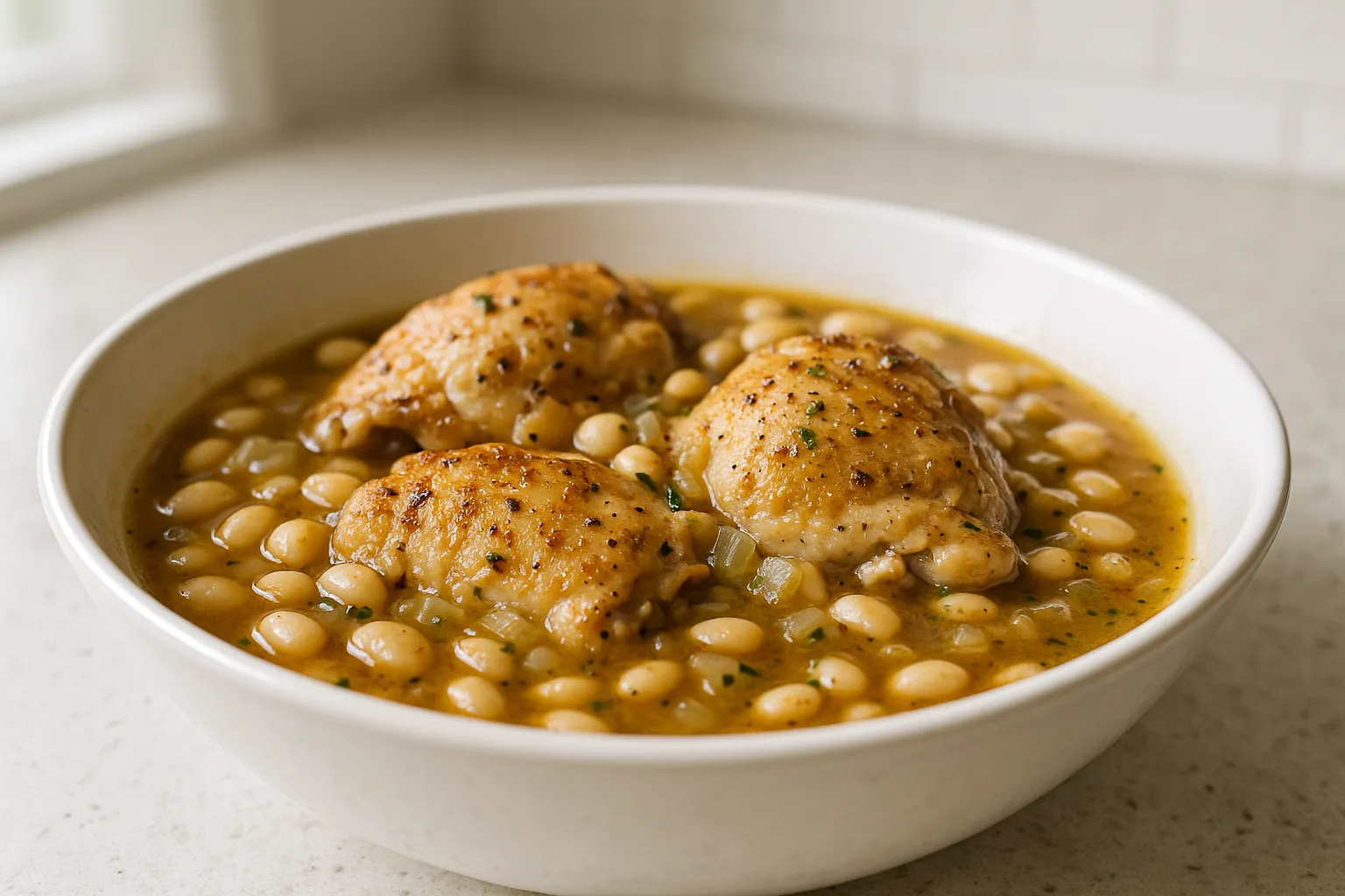 Crockpot Spicy Chicken Thighs with White Beans