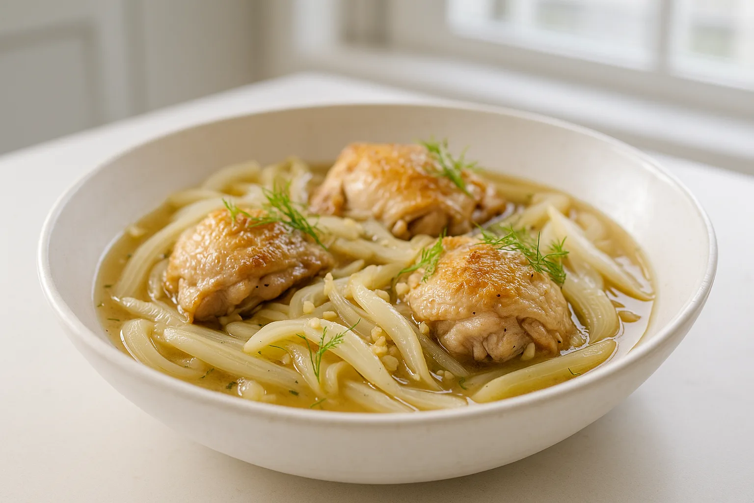 Crockpot Braised Fennel and Chicken Thighs