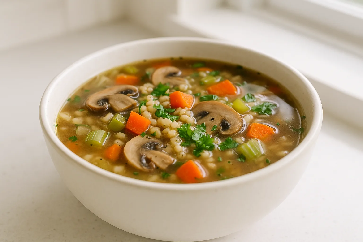 Crockpot Mushroom Barley Soup