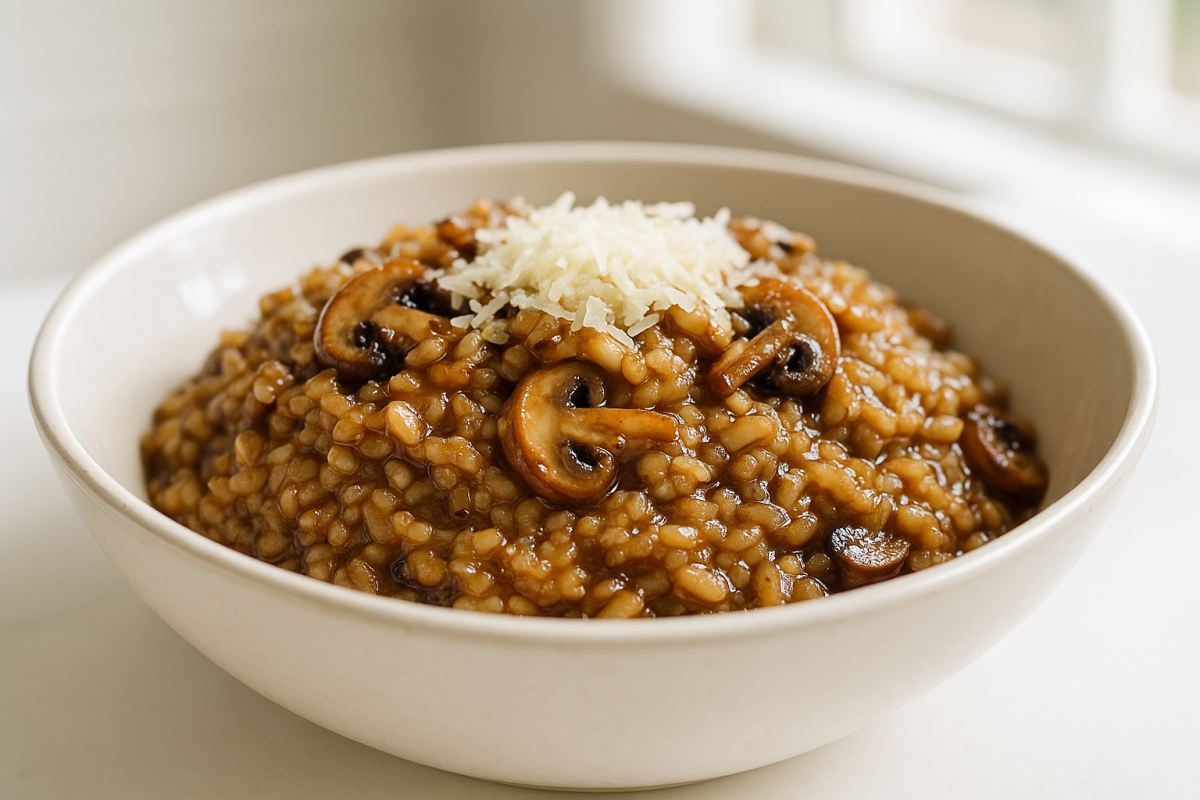 Crockpot Balsamic Mushroom Risotto