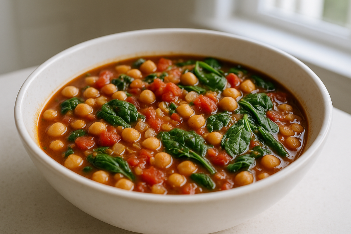 Crockpot Chickpea and Spinach Stew