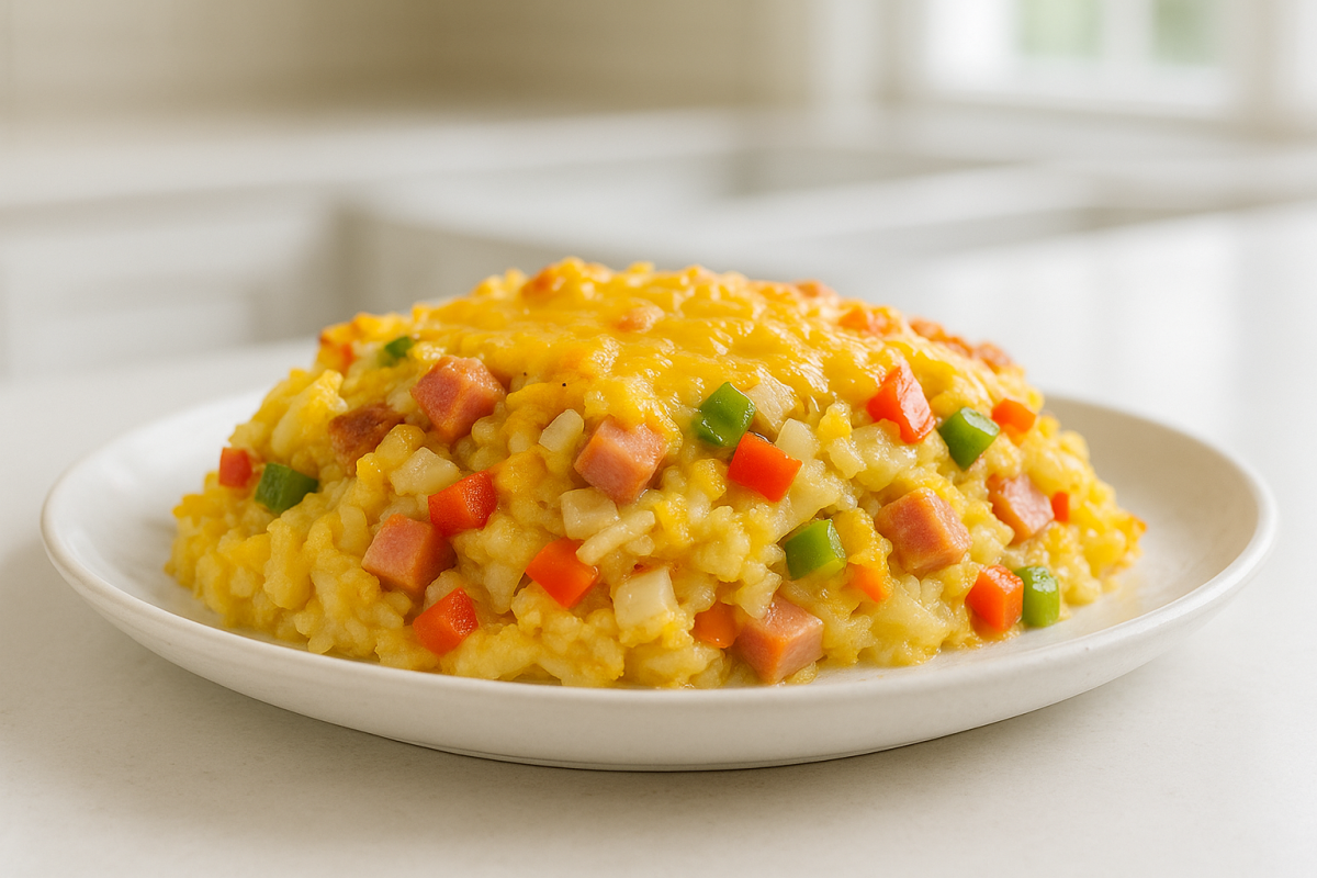 Crockpot Ham and Cheese Breakfast Casserole