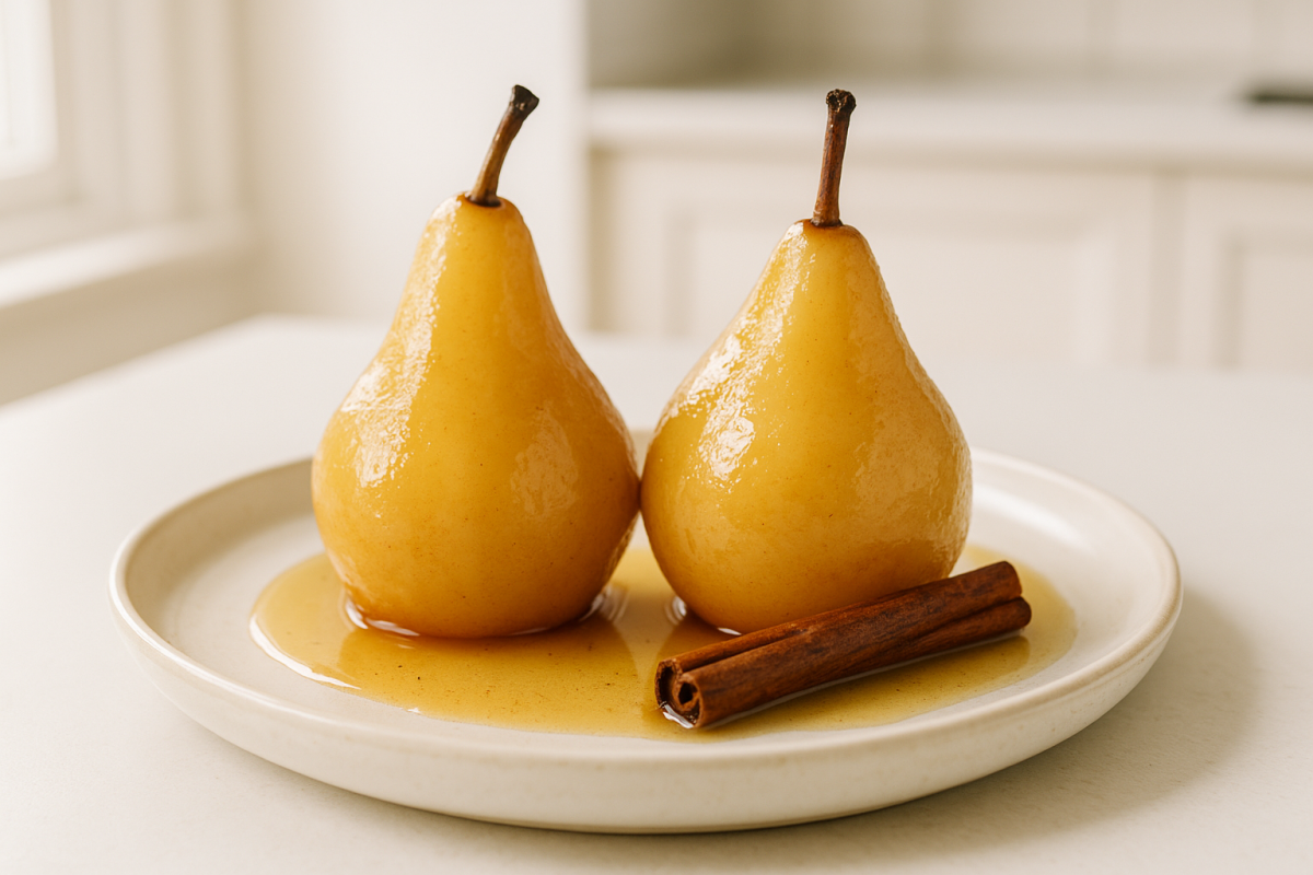 Crockpot Honey Cinnamon Poached Pears