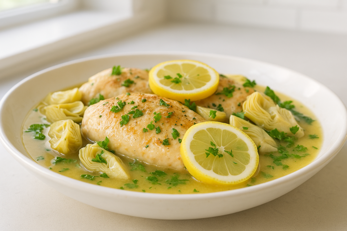Crockpot Lemon Artichoke Chicken
