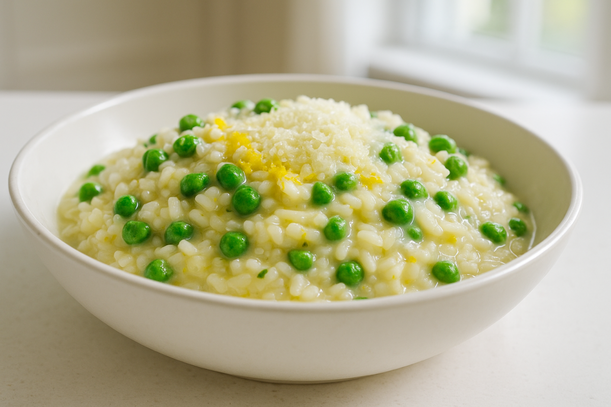 Crockpot Lemon Pea Risotto