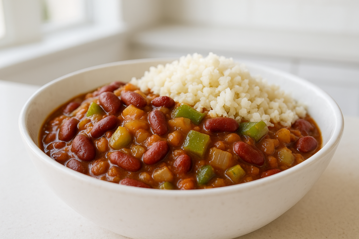 Crockpot Cajun Red Beans and Cauliflower Rice