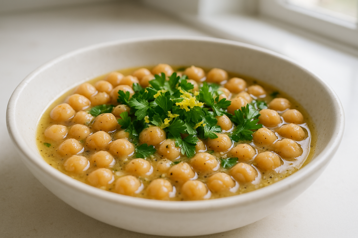 Crockpot Lemon Garlic Chickpeas