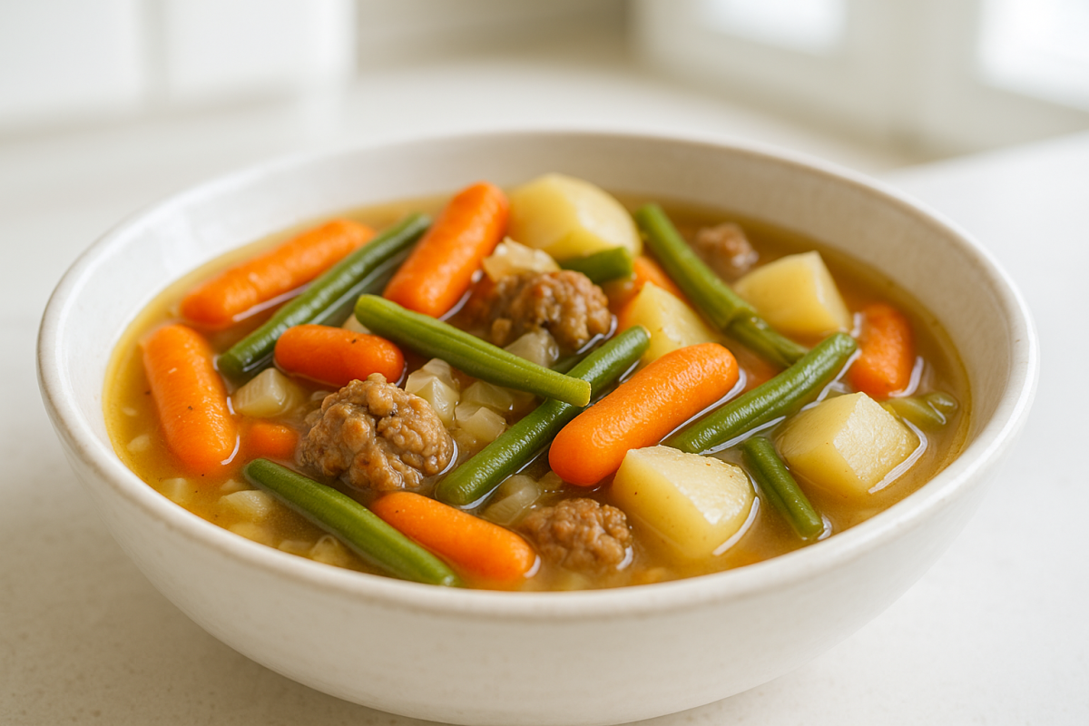 Crockpot Sausage and Spring Vegetable Stew
