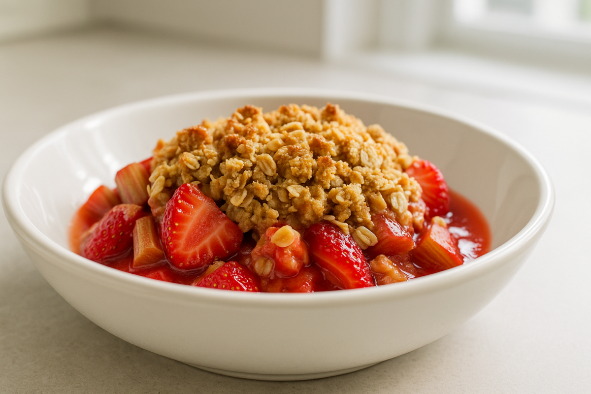 Crockpot Strawberry Rhubarb Crumble