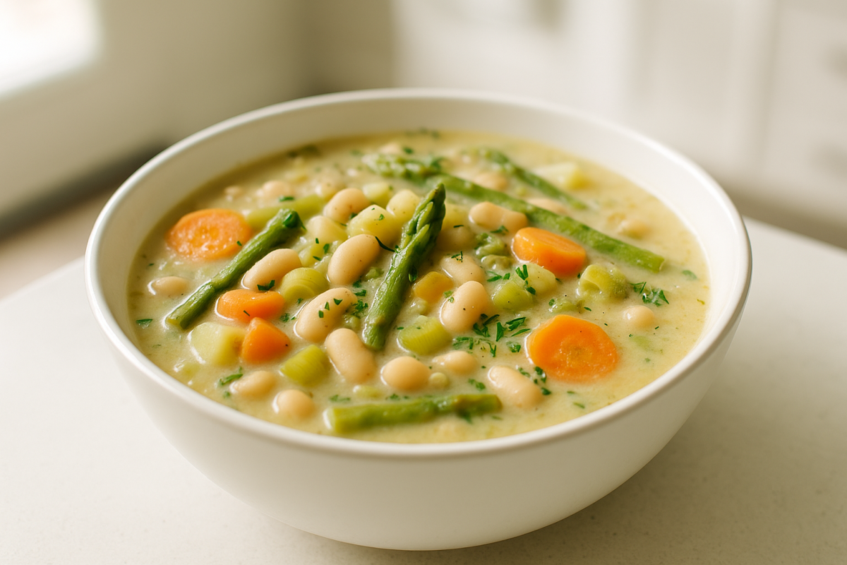 Crockpot White Bean and Spring Vegetable Stew