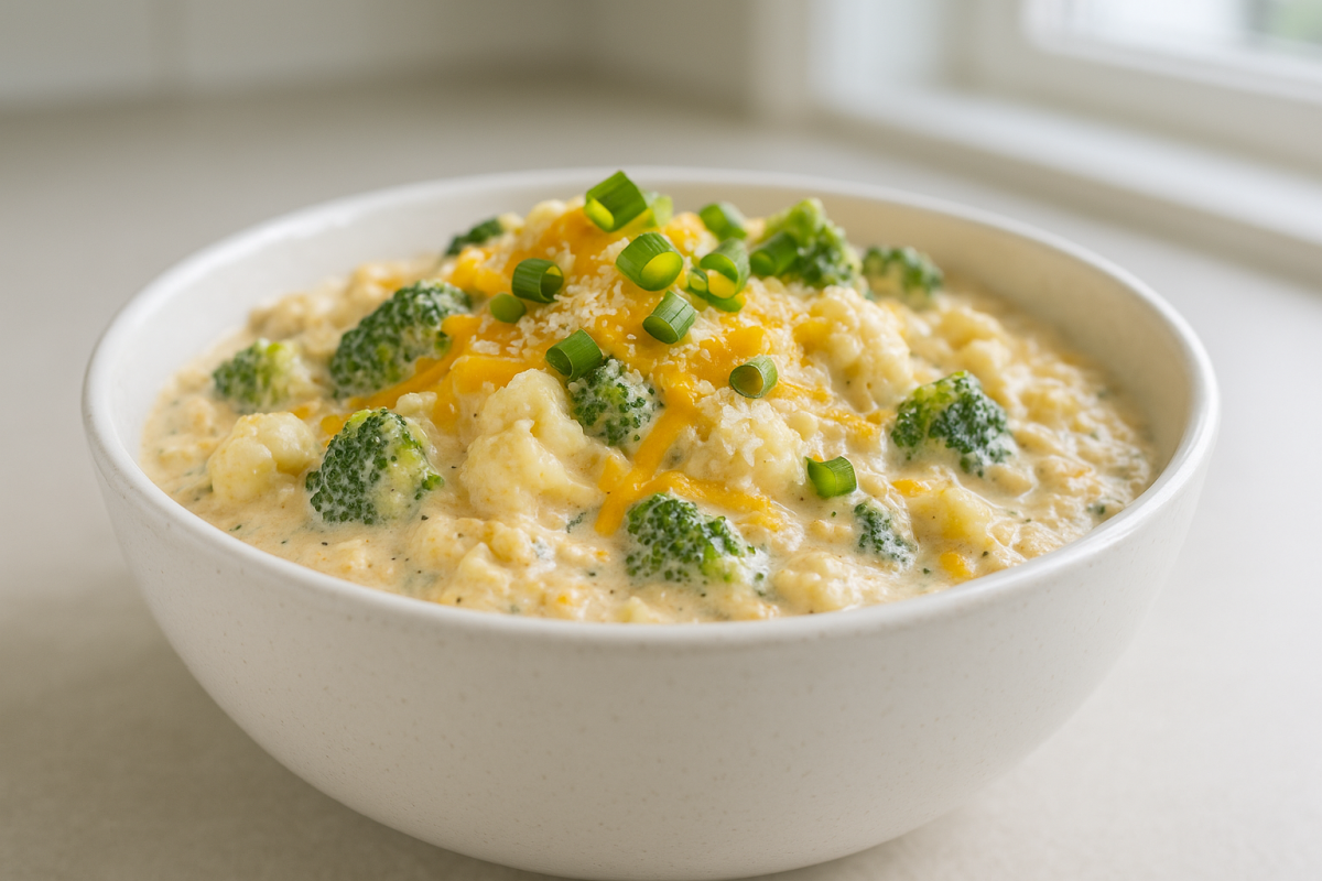 Crockpot Cheesy Cauliflower and Broccoli Dip