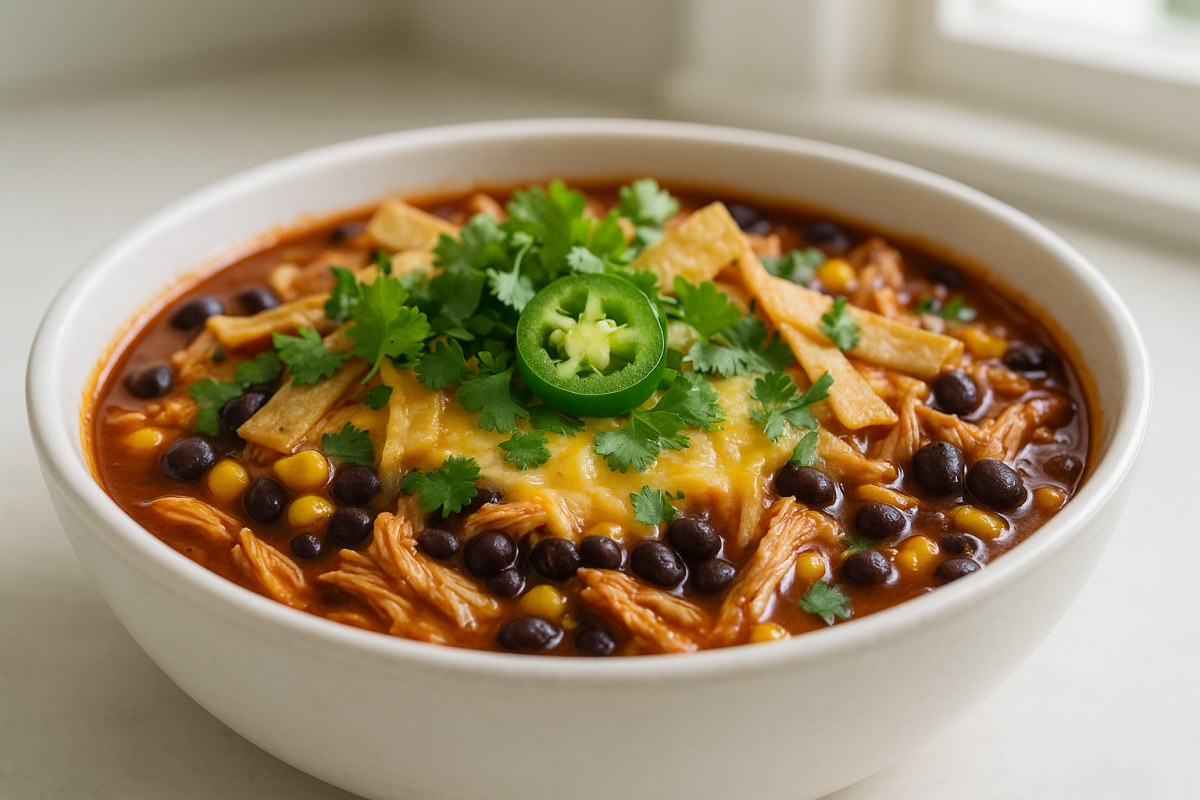 Crockpot Chicken Enchilada Casserole