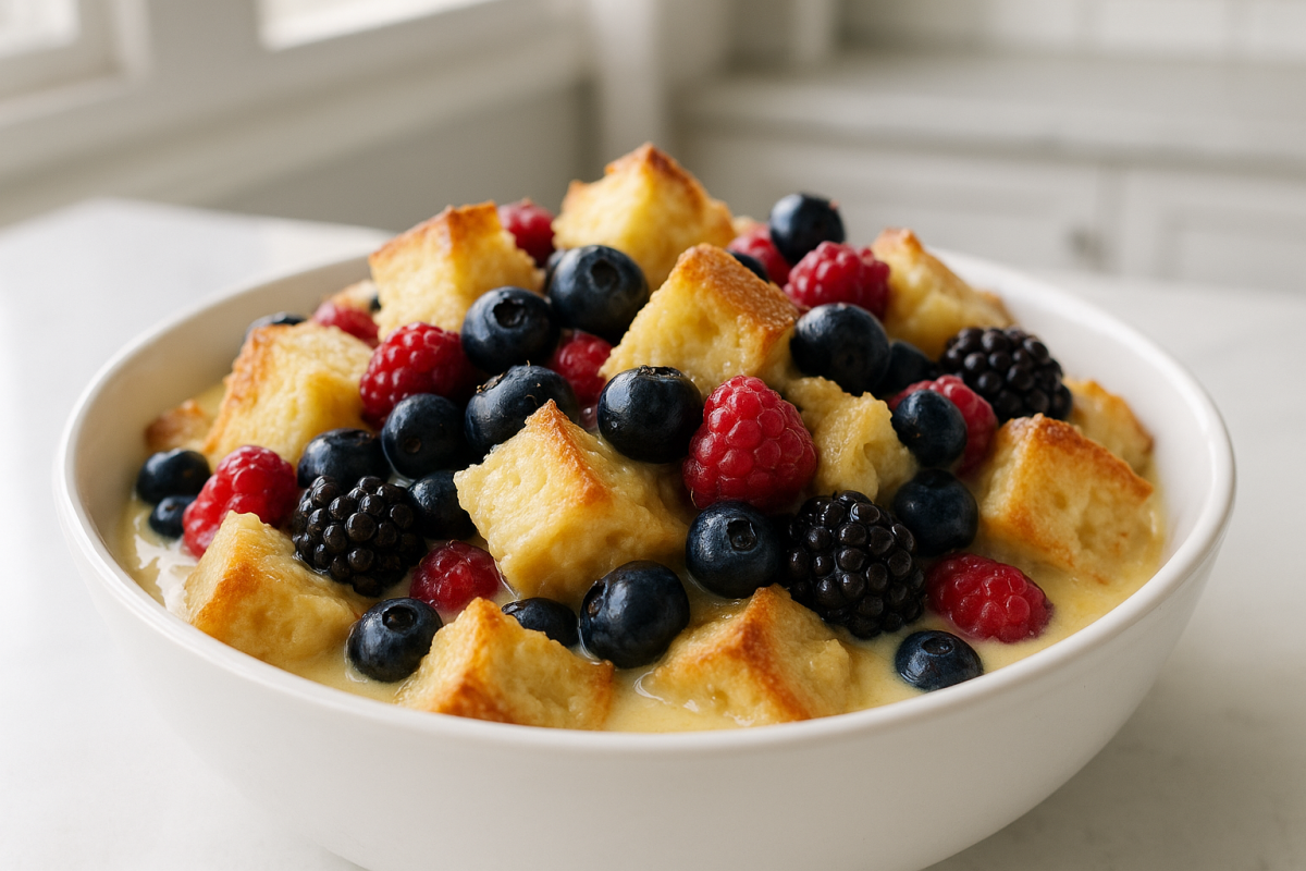 Crockpot Vanilla Berry Bread Pudding